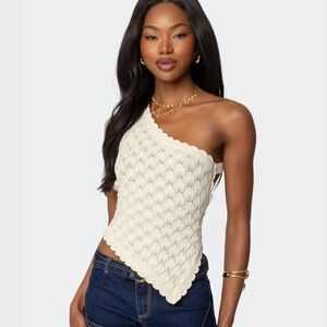 Edikted Codi Backless Asymmetric Knit Top Size Small